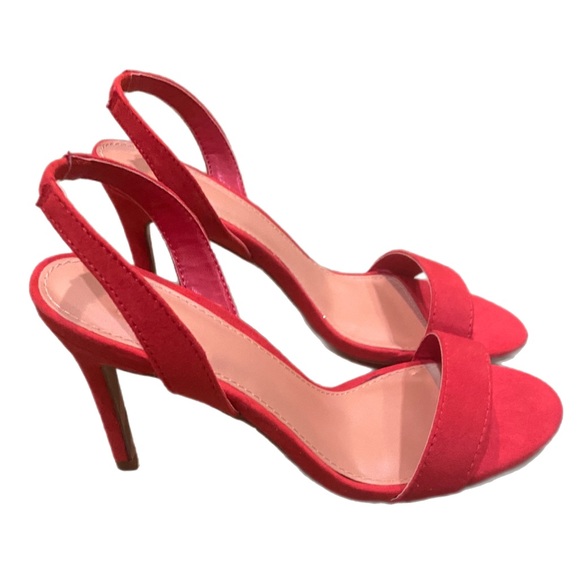 NWOT! JUST FAB Maddie Red Suede Sling-Back Heeled Sandal, Size 7.5 - Picture 6 of 11